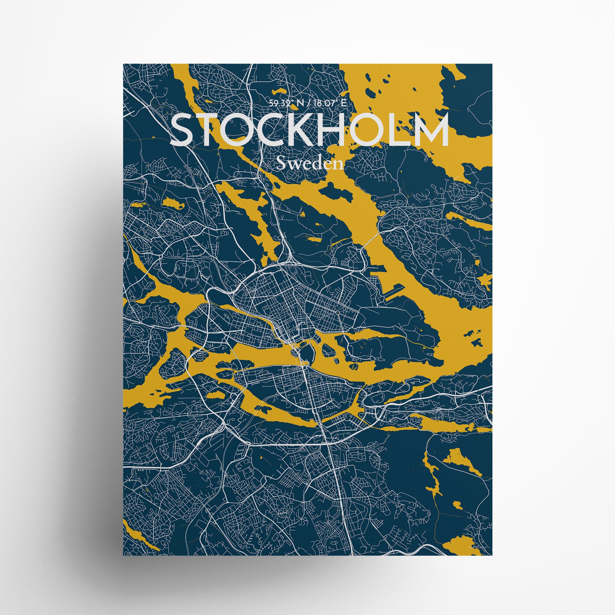 Stockholm city map poster in Amuse of size 18" x 24"