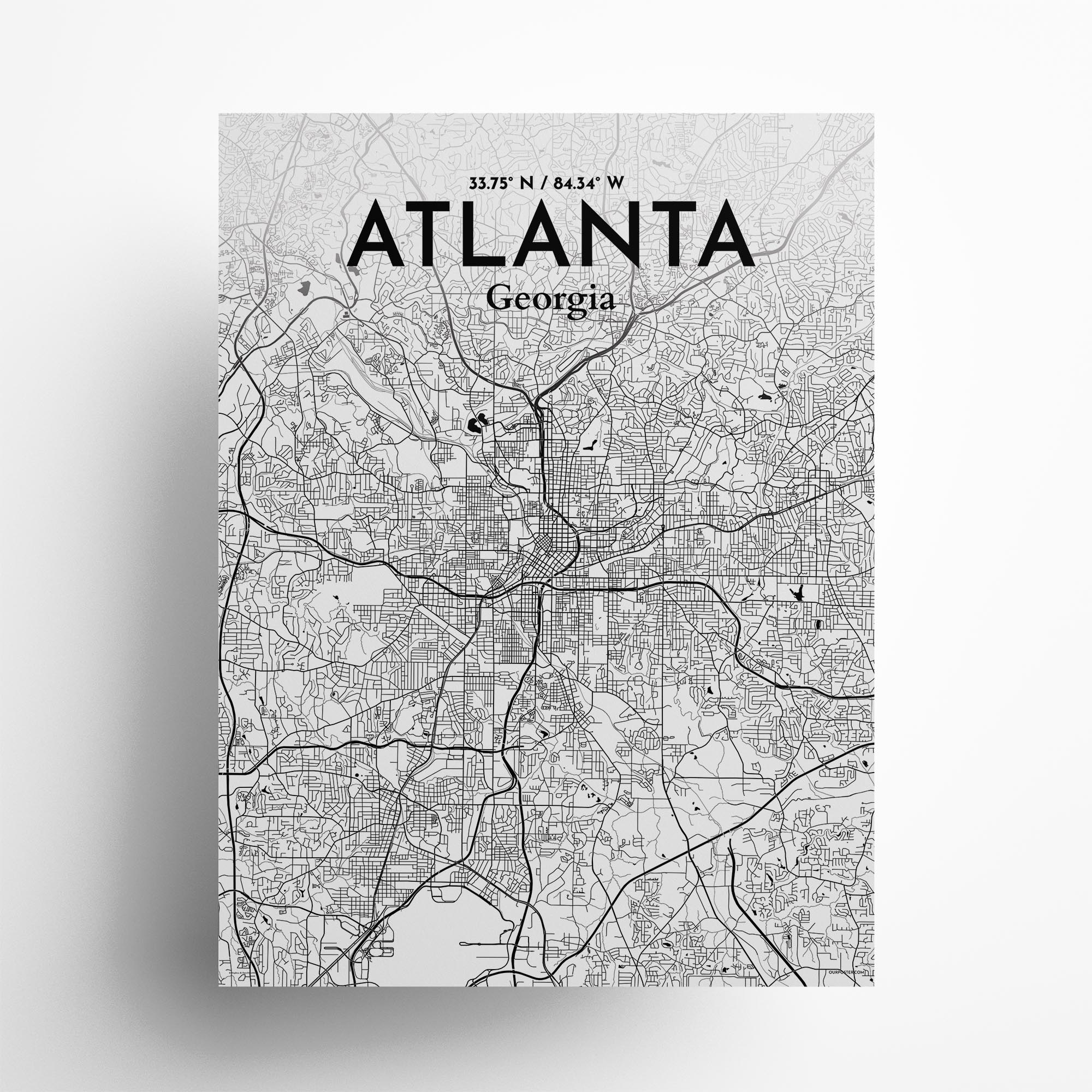 Atlanta city map poster in Ink of size 18" x 24"