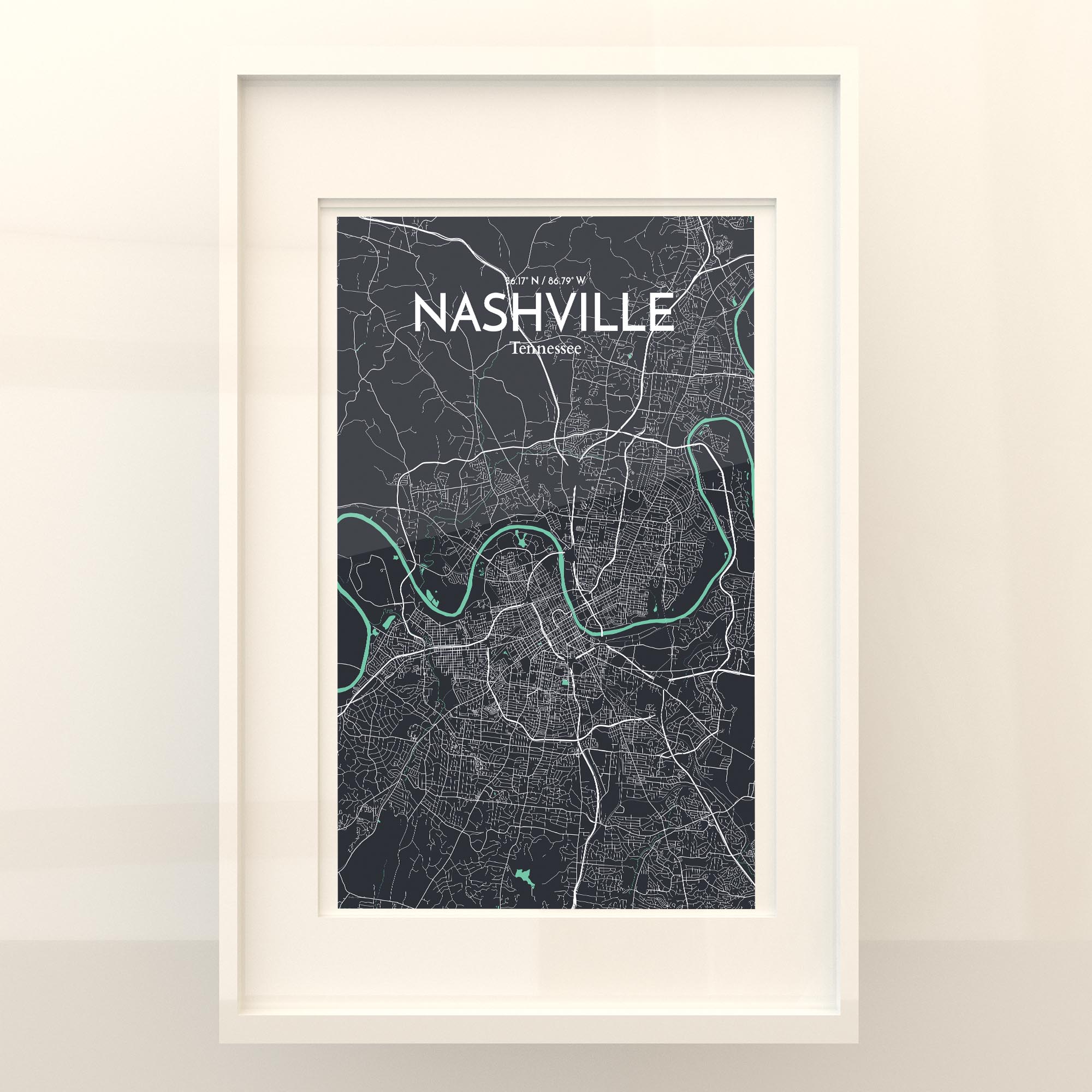Nashville City Map, Art Print, Wall Decor