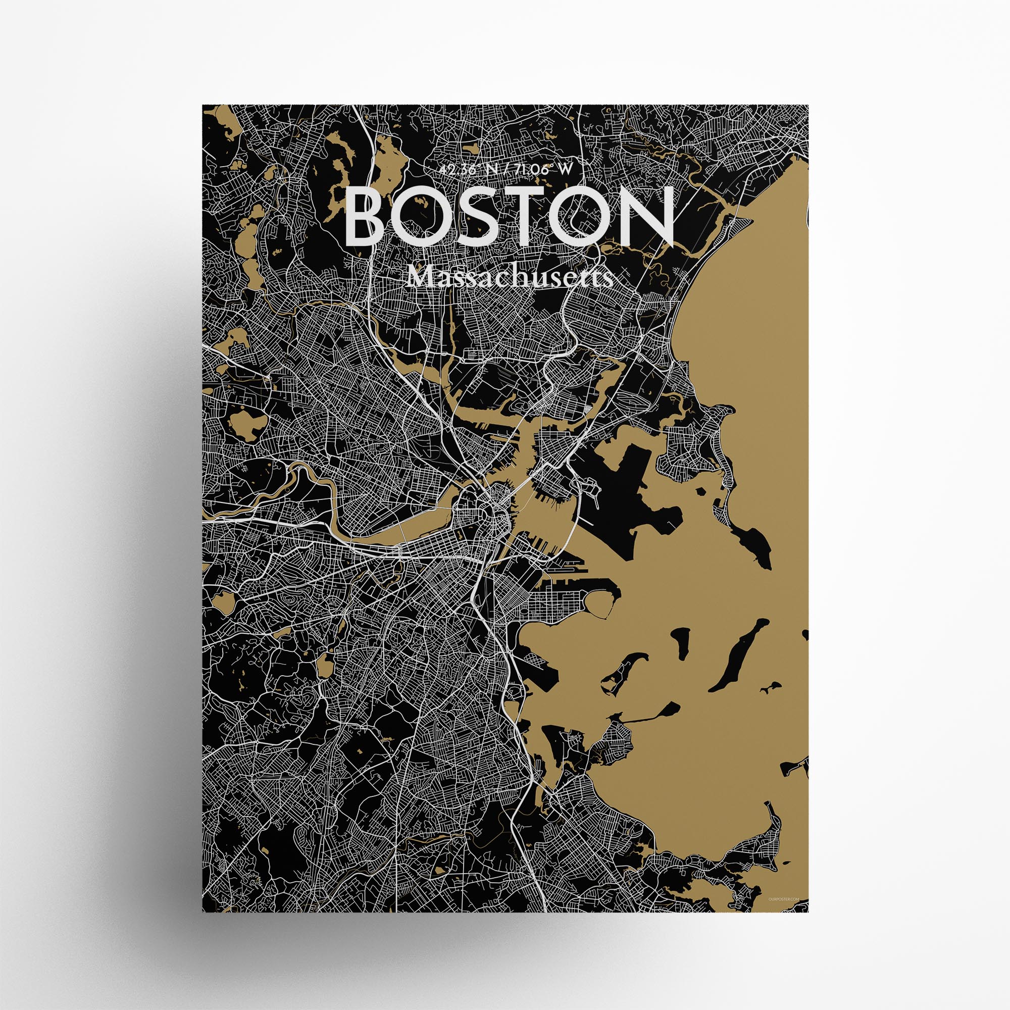Boston city map poster in Luxe of size 18" x 24"
