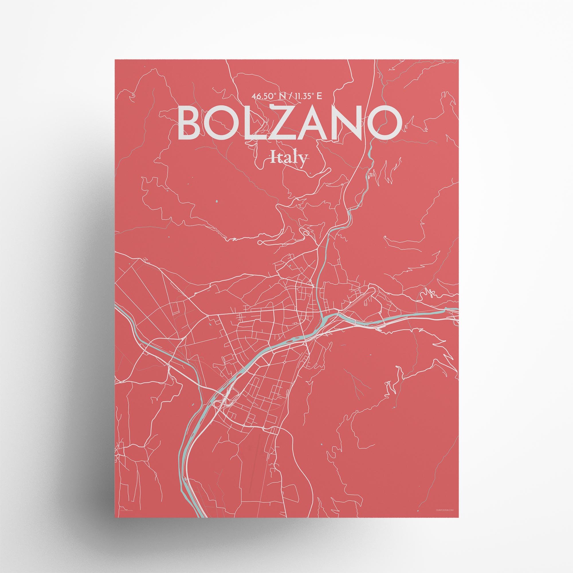 Bolzano city map poster in Maritime of size 18" x 24"