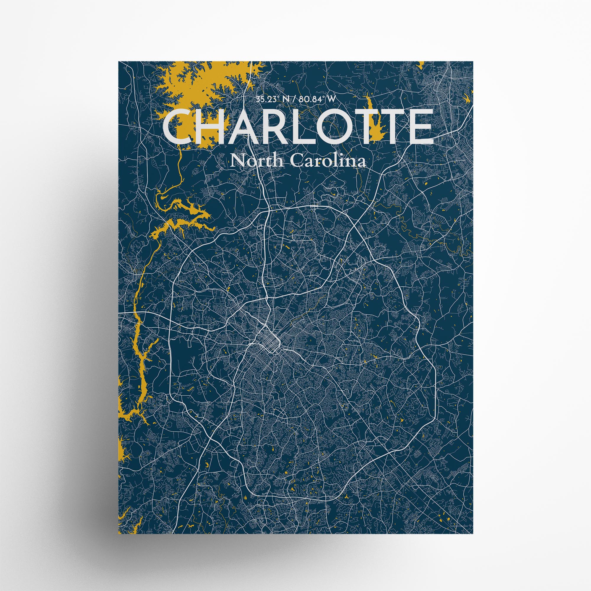 Charlotte city map poster in Amuse of size 18" x 24"