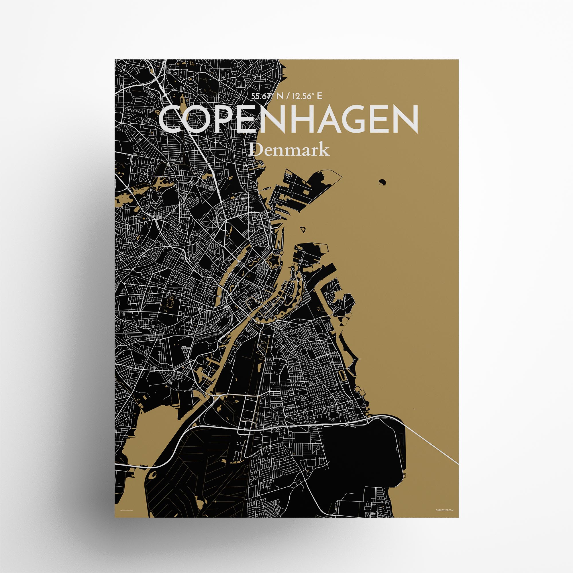 Copengagen city map poster in Luxe of size 18" x 24"