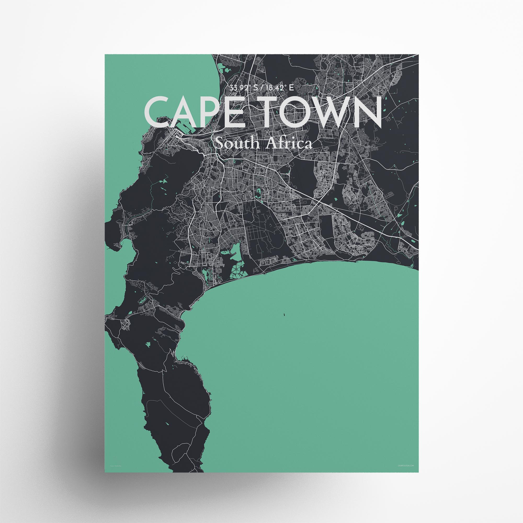 Cape Town city map poster in Dream of size 18" x 24"
