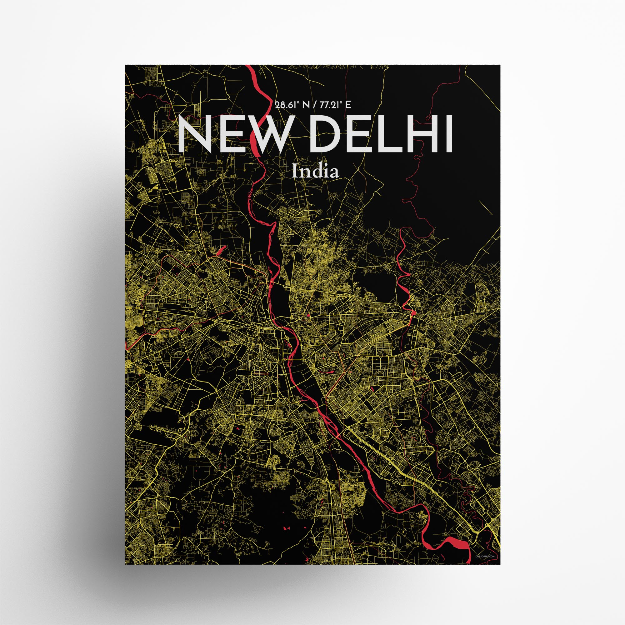 New Delhi city map poster in Contrast of size 18" x 24"