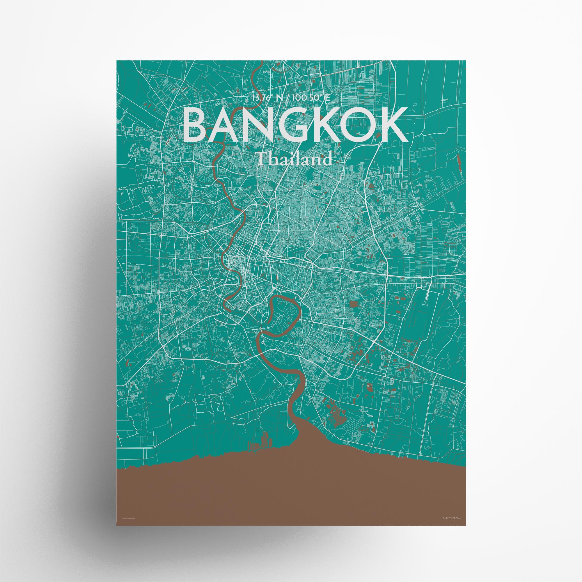 Bangkok city map poster in Nature of size 18" x 24"