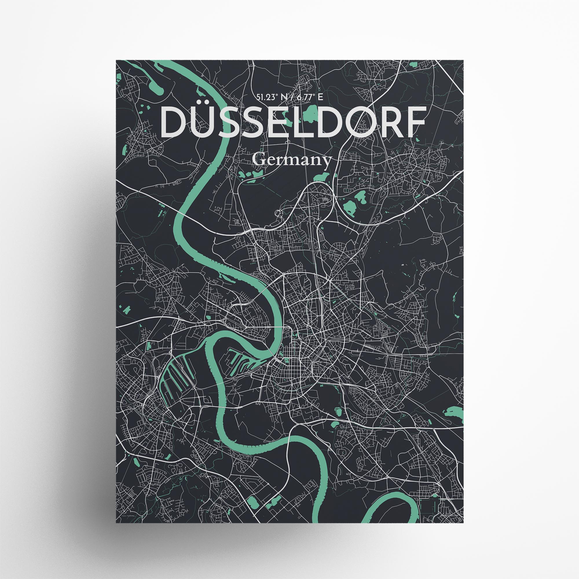 Dusseldorf city map poster in Dream of size 18" x 24"
