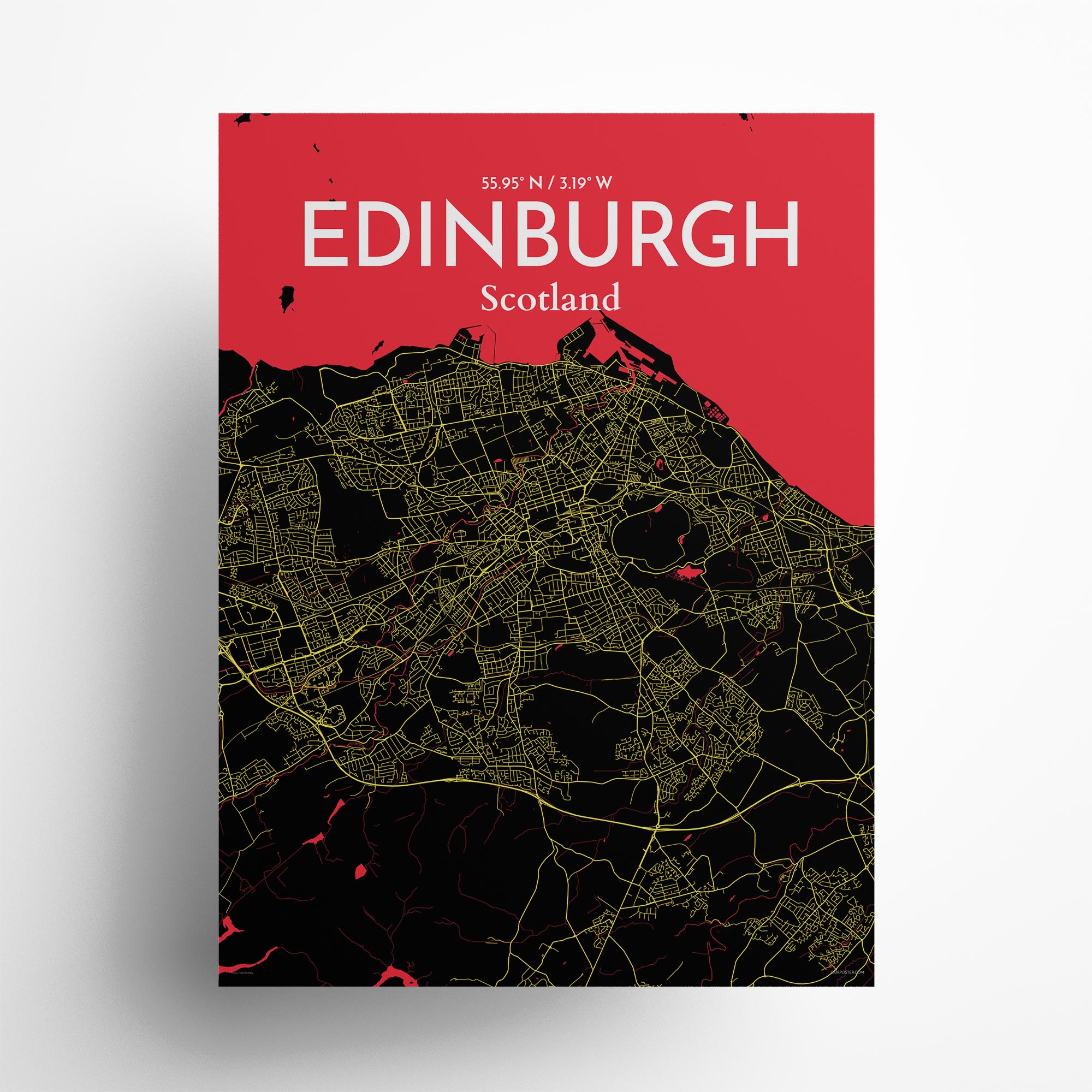Edinburgh city map poster in Contrast of size 18" x 24"