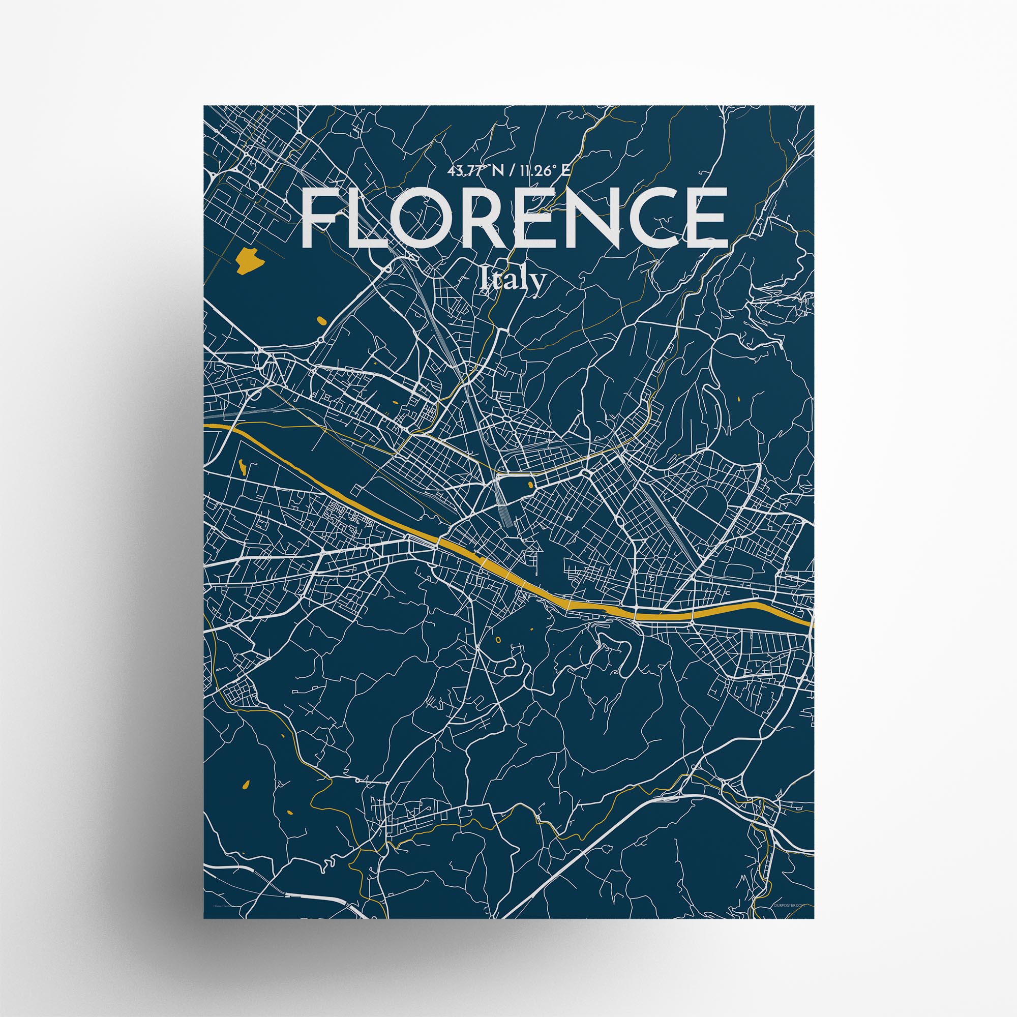 Florence city map poster in Amuse of size 18" x 24"