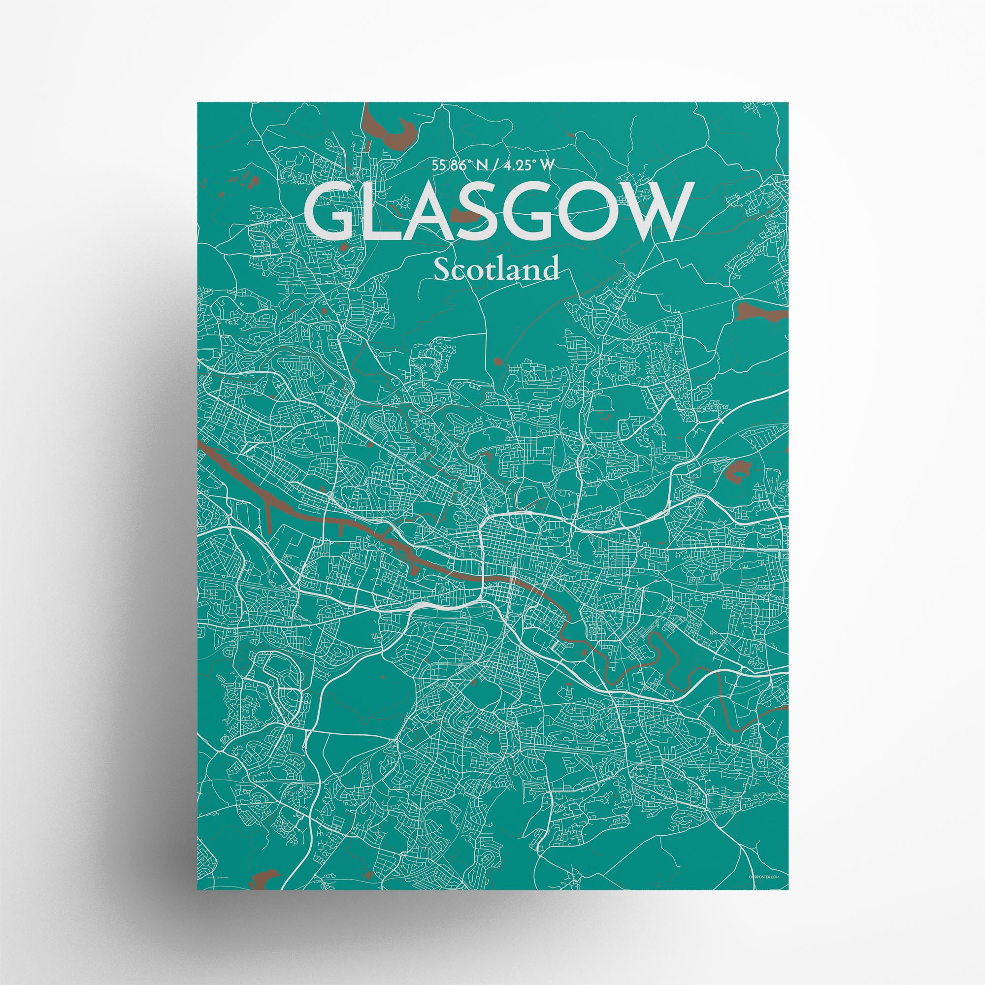 Glasgow city map poster in Nature of size 18" x 24"
