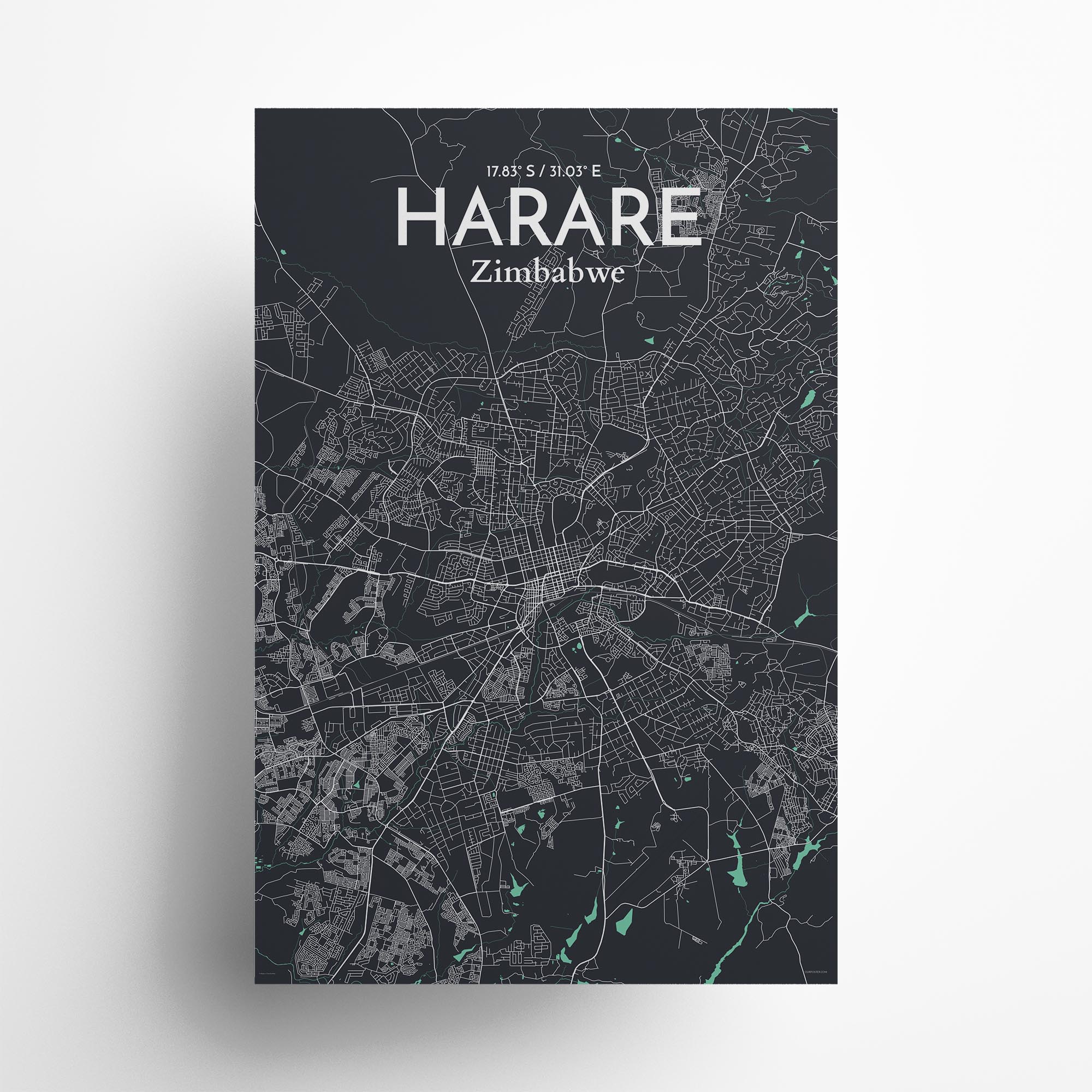 Harare City Map, Art Print, Wall Decor - OurPoster.com