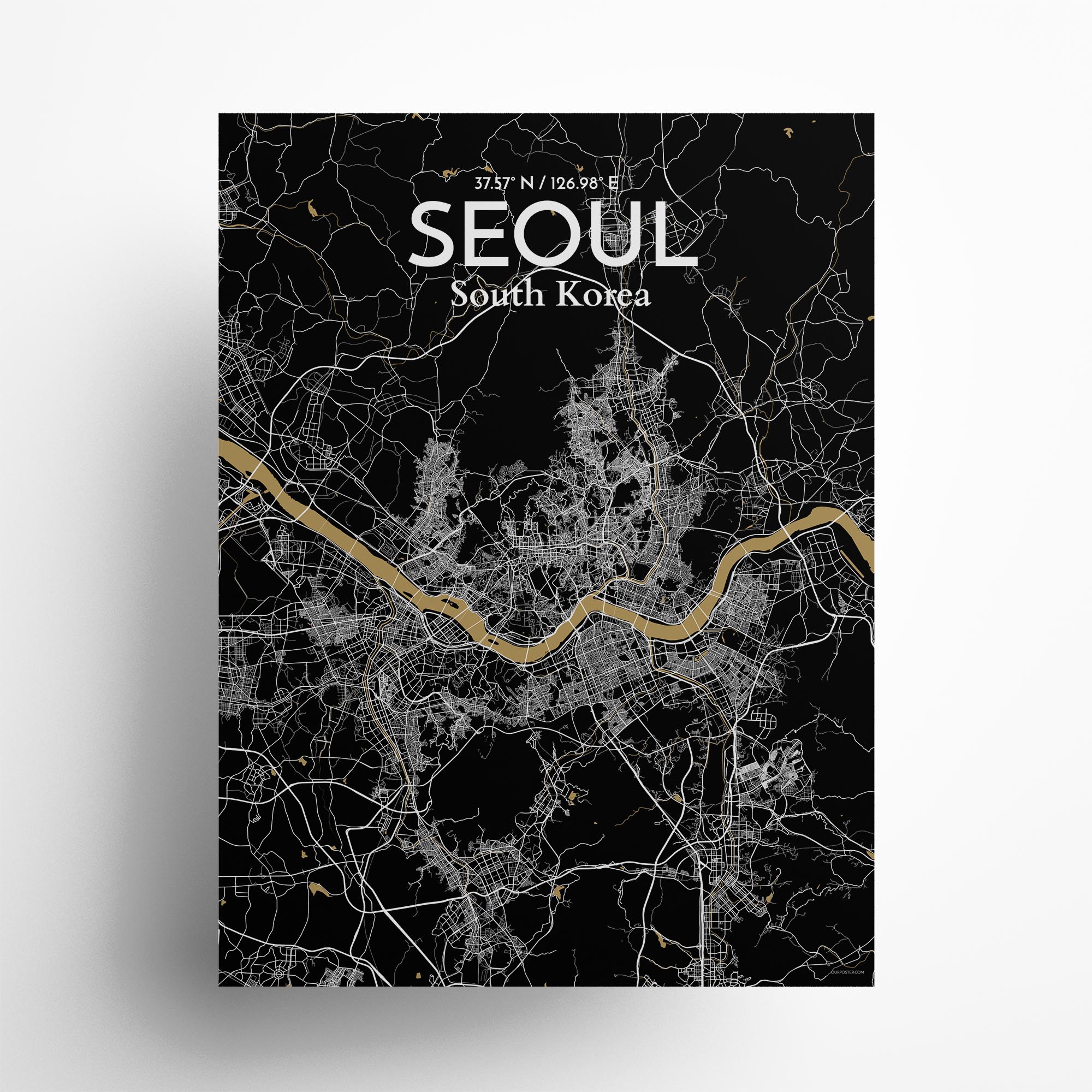 Seoul city map poster in Luxe of size 18" x 24"