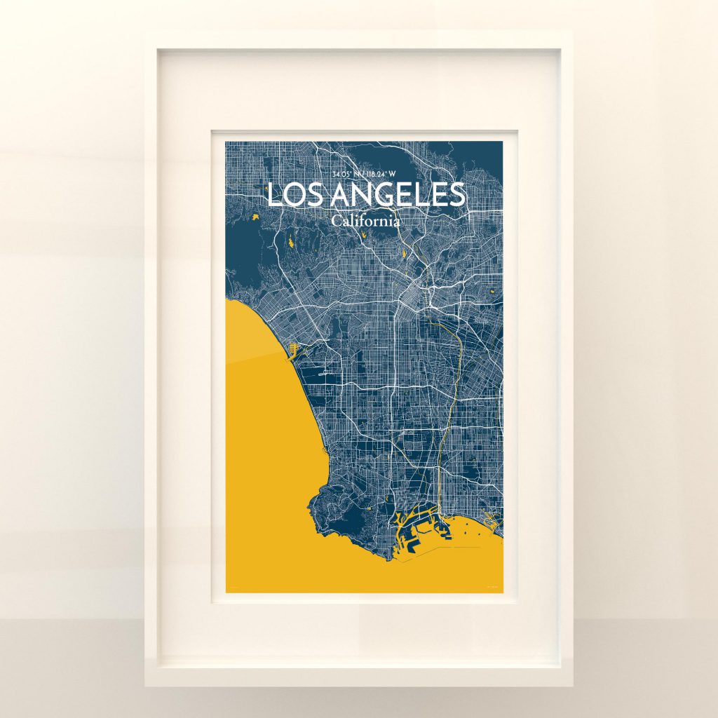 Los Angeles City Map, Art Print, Wall Decor