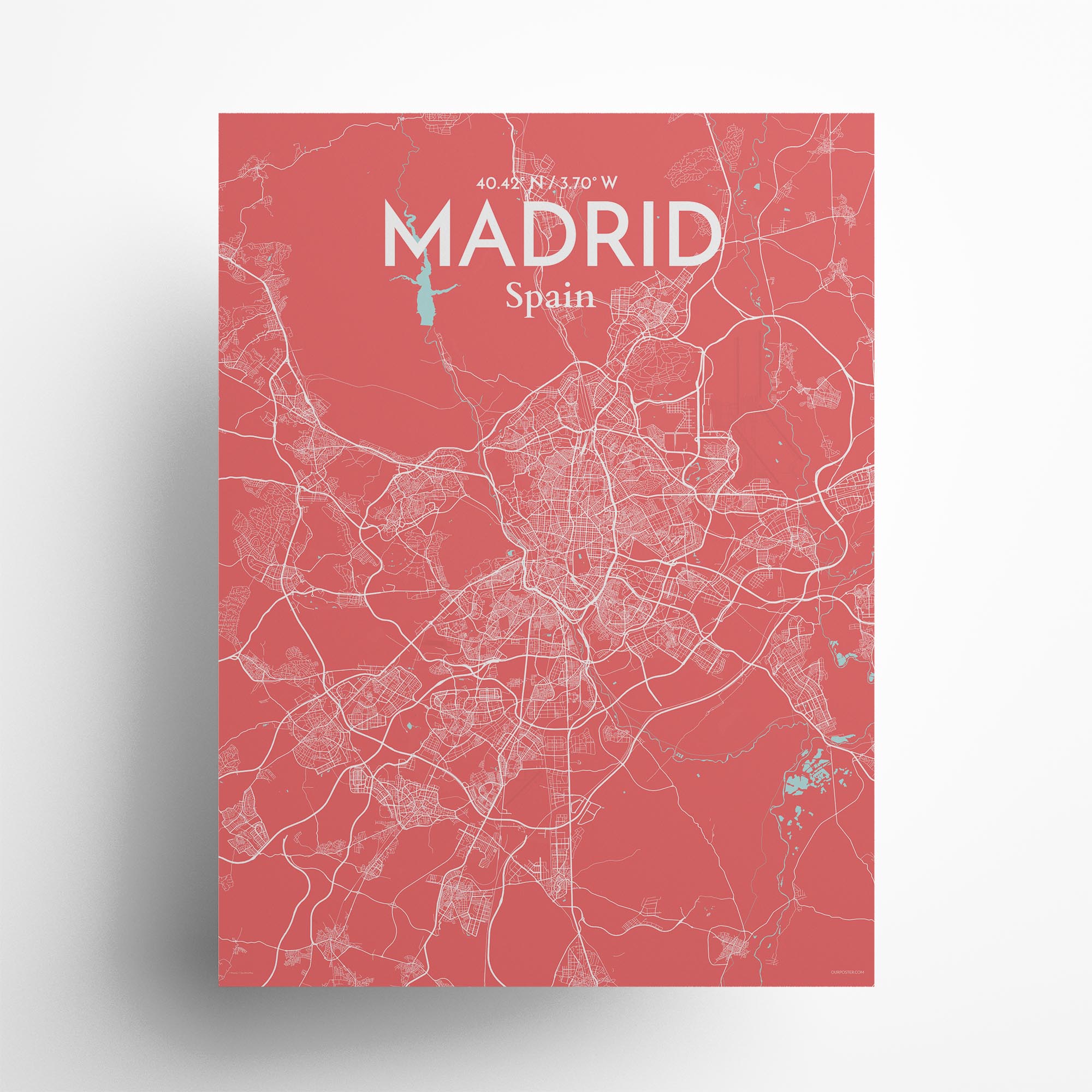 Madrid city map poster in Maritime of size 18" x 24"