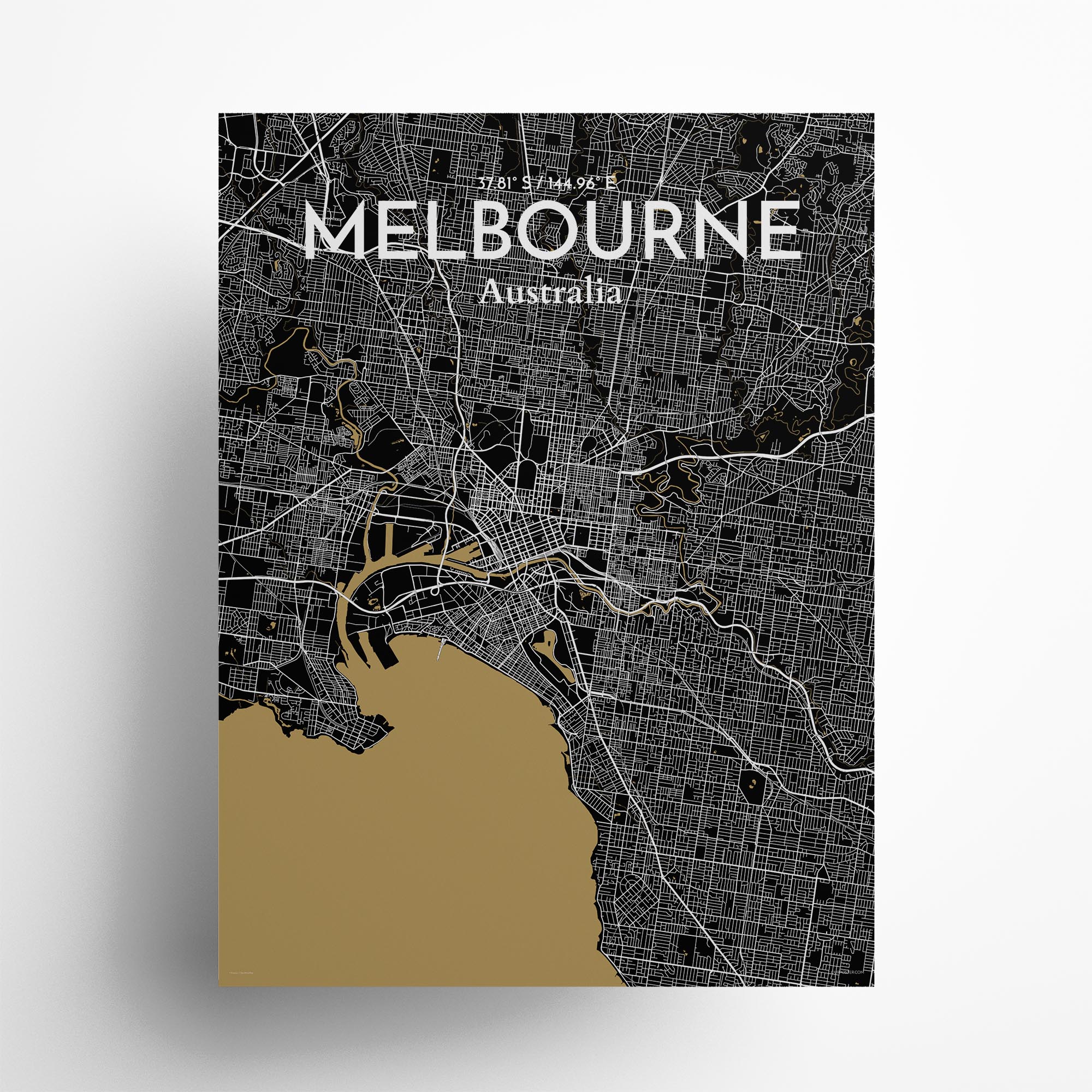 Melbourne City Map, Art Print, Wall Decor