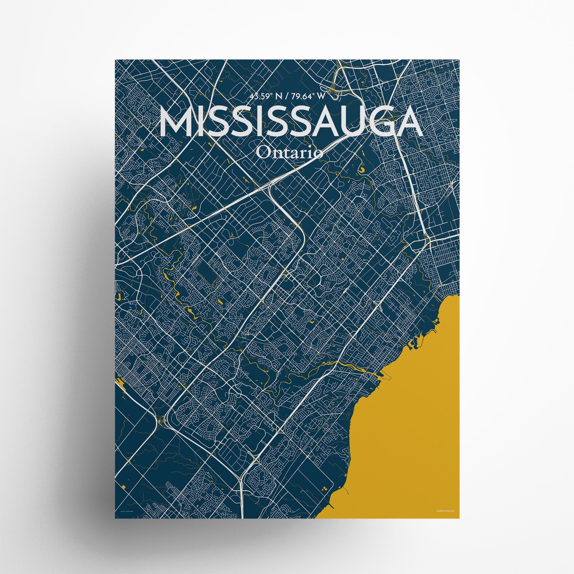 Mississauga city map poster in Amuse of size 18" x 24"