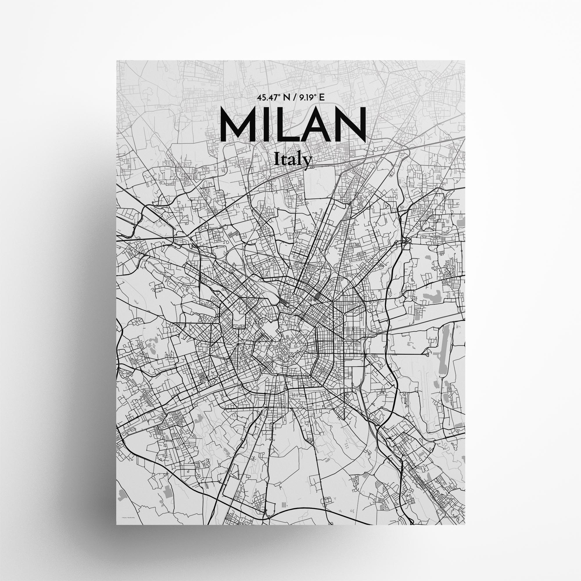 Milan City Map Art Print Wall Decor Ourposter Com