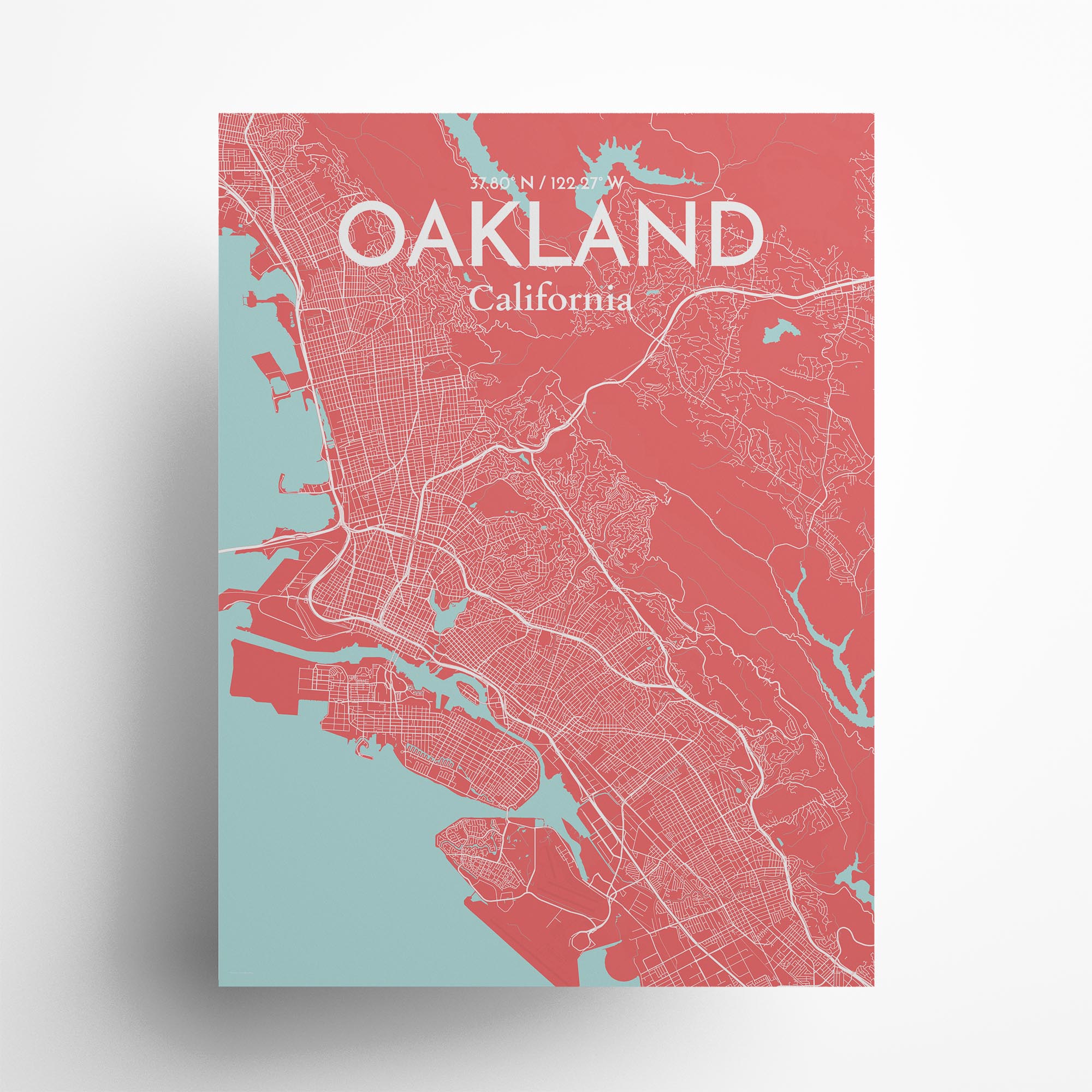 Oakland city map poster in Maritime of size 18" x 24"