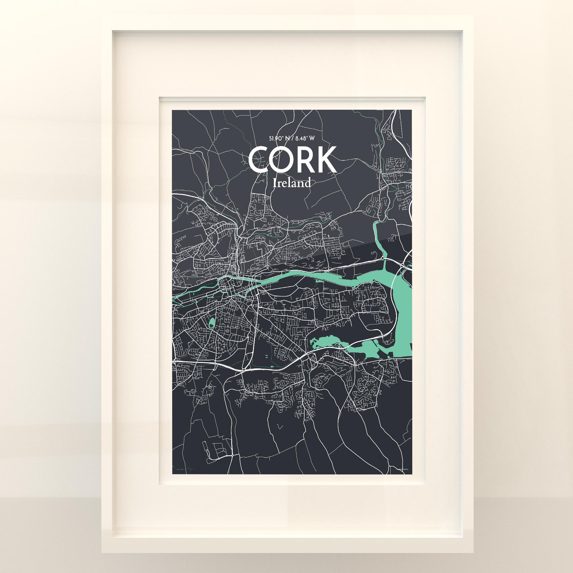 Cork City Map, Art Print, Wall Decor