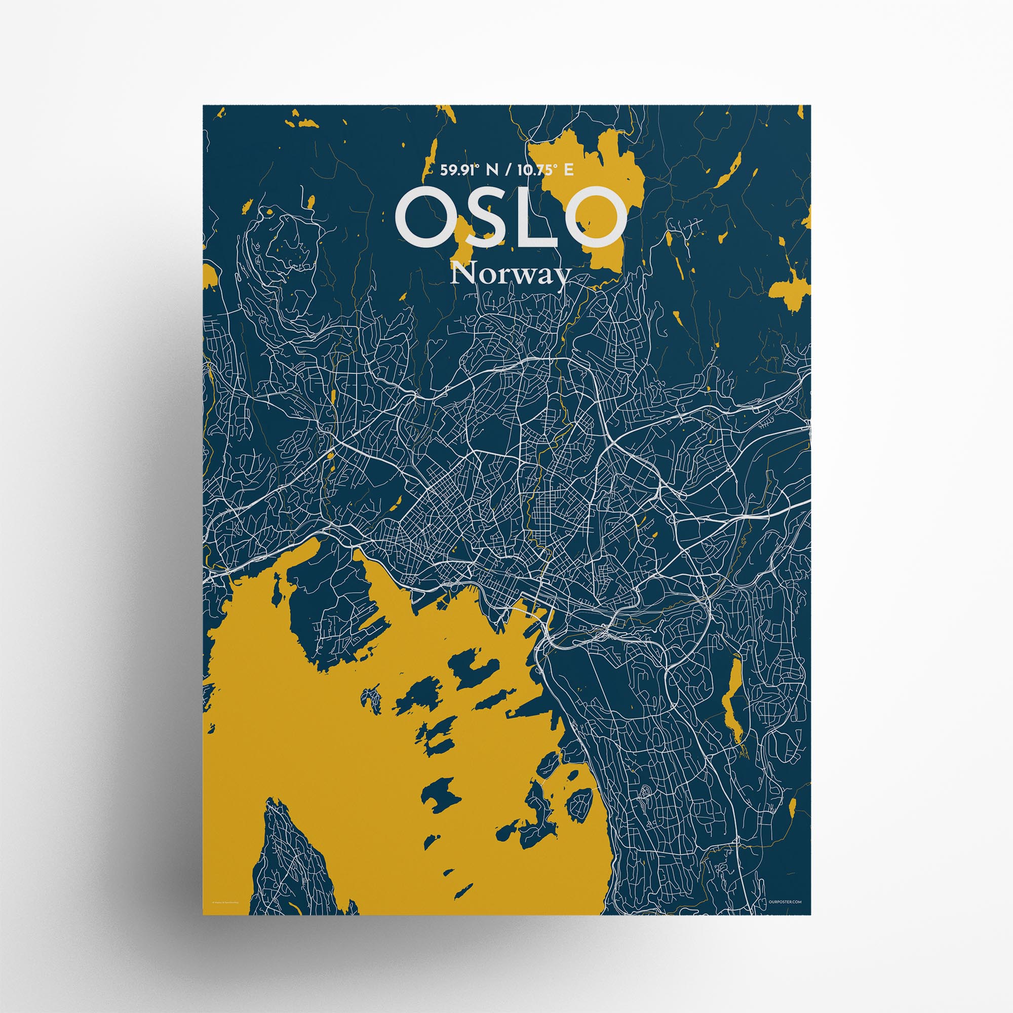 Oslo city map poster in Amuse of size 18" x 24"