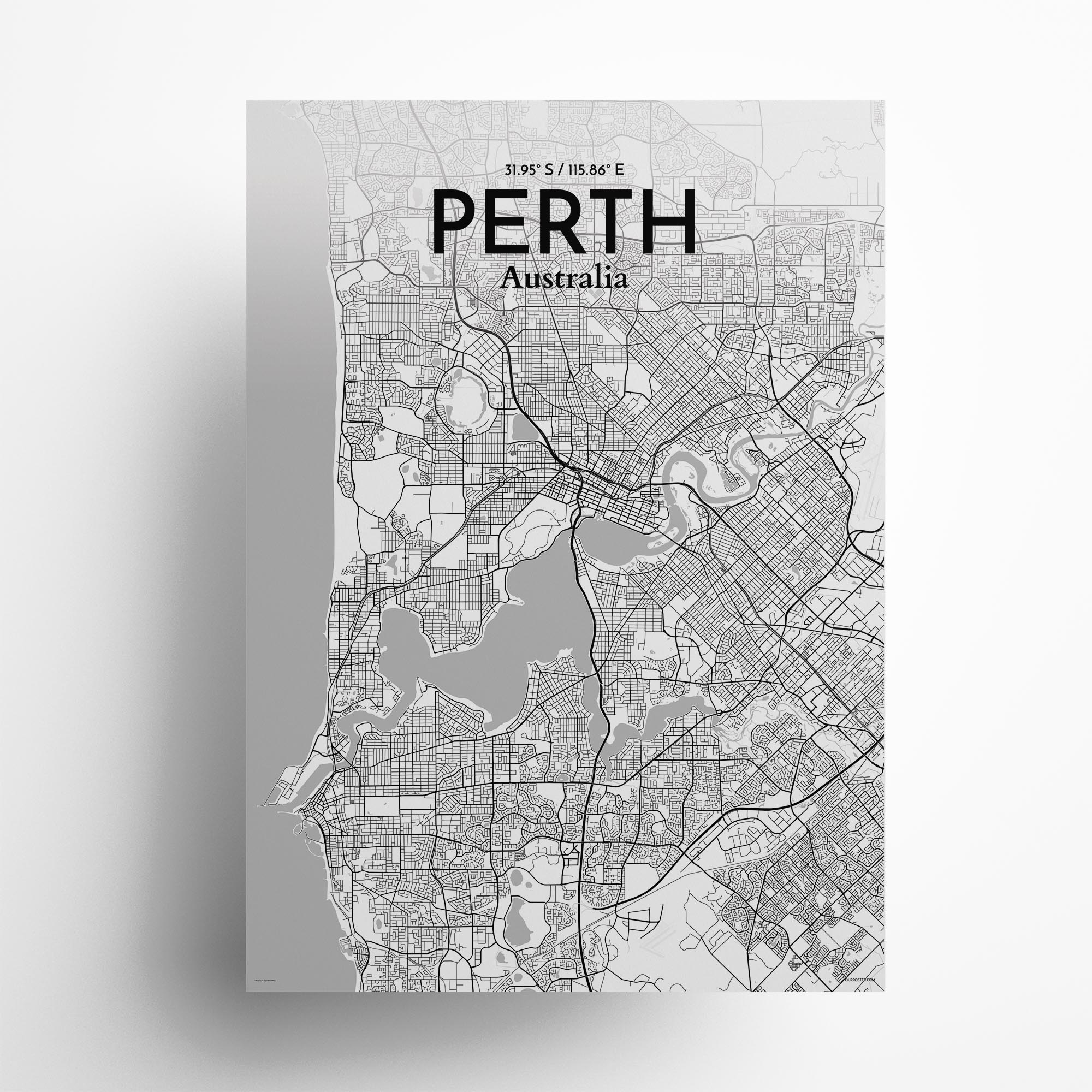 Perth City Map, Art Print, Wall Decor - OurPoster.com