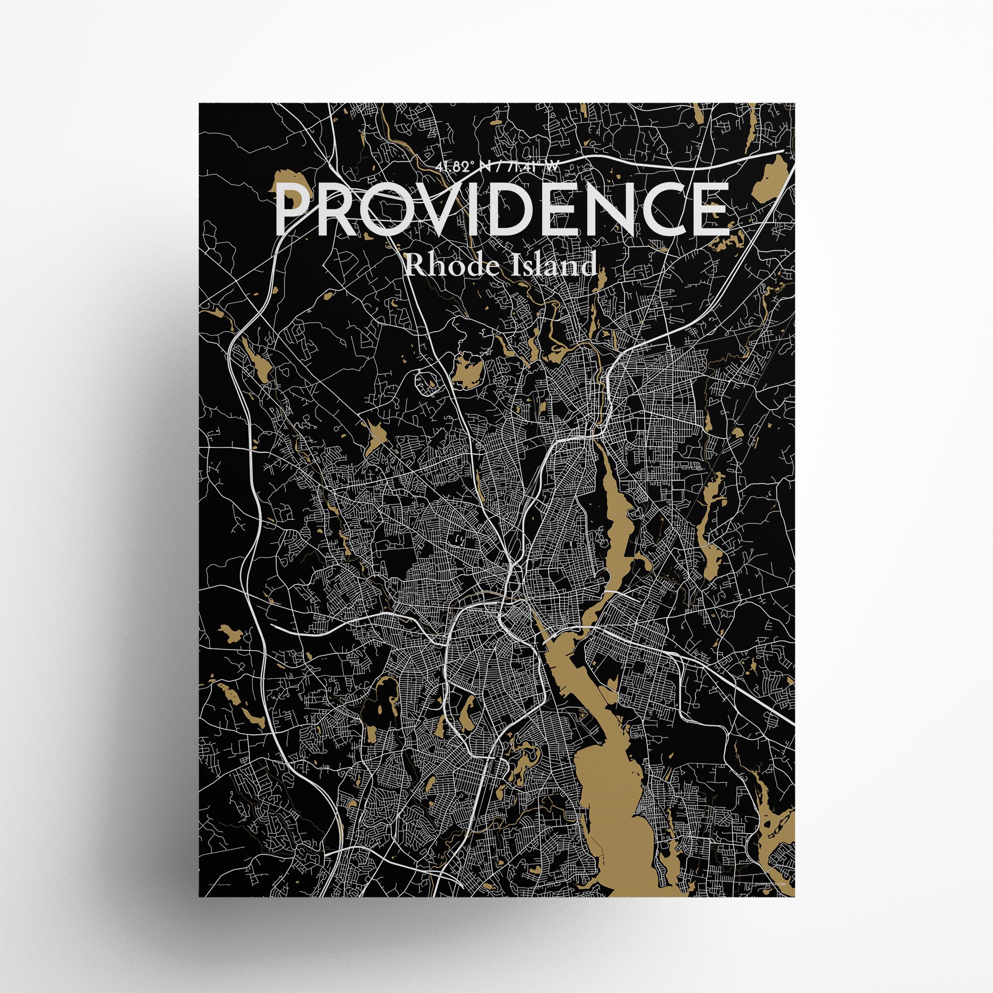 Providence city map poster in Luxe of size 18" x 24"