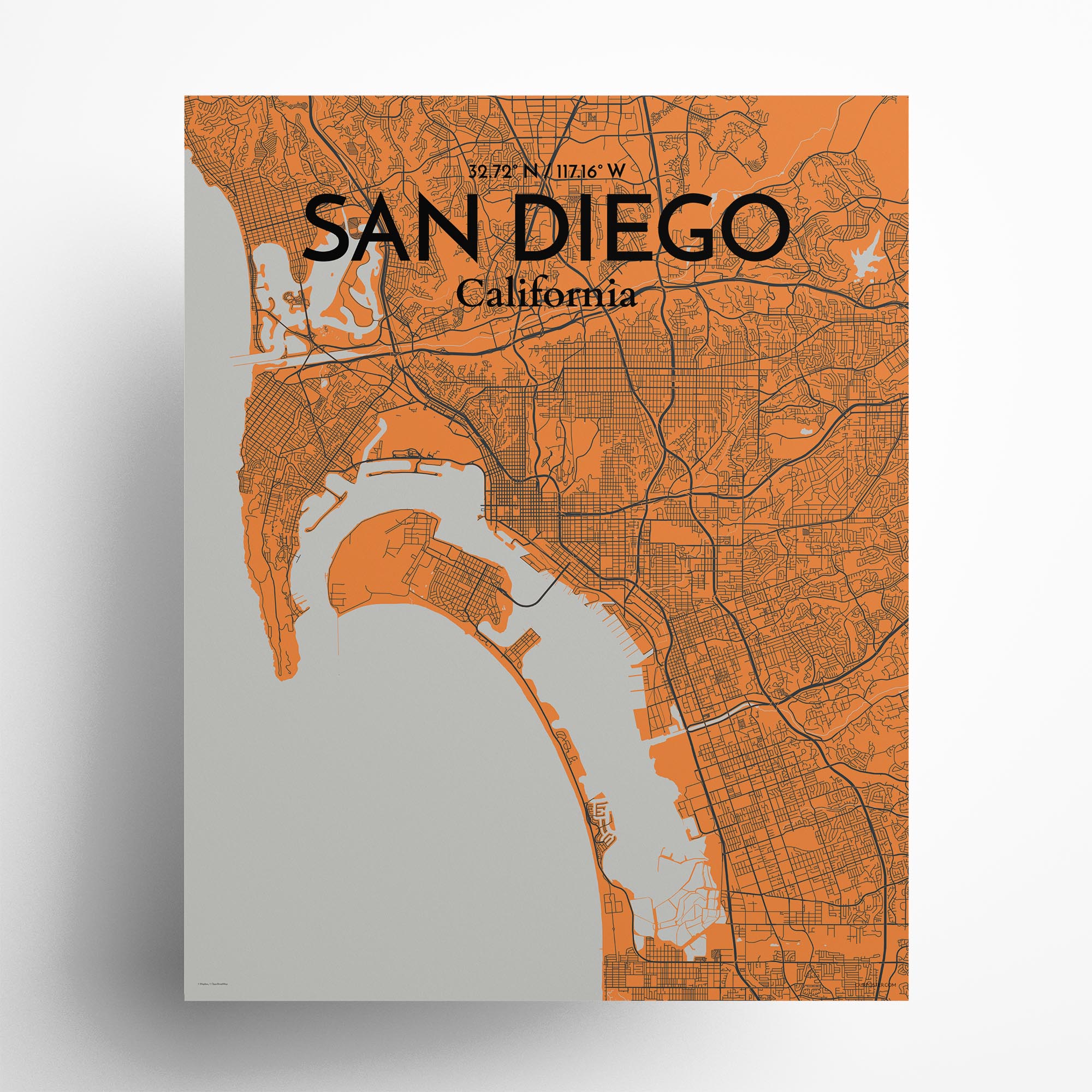 San Diego City Map, Art Print, Wall Decor - OurPoster.com