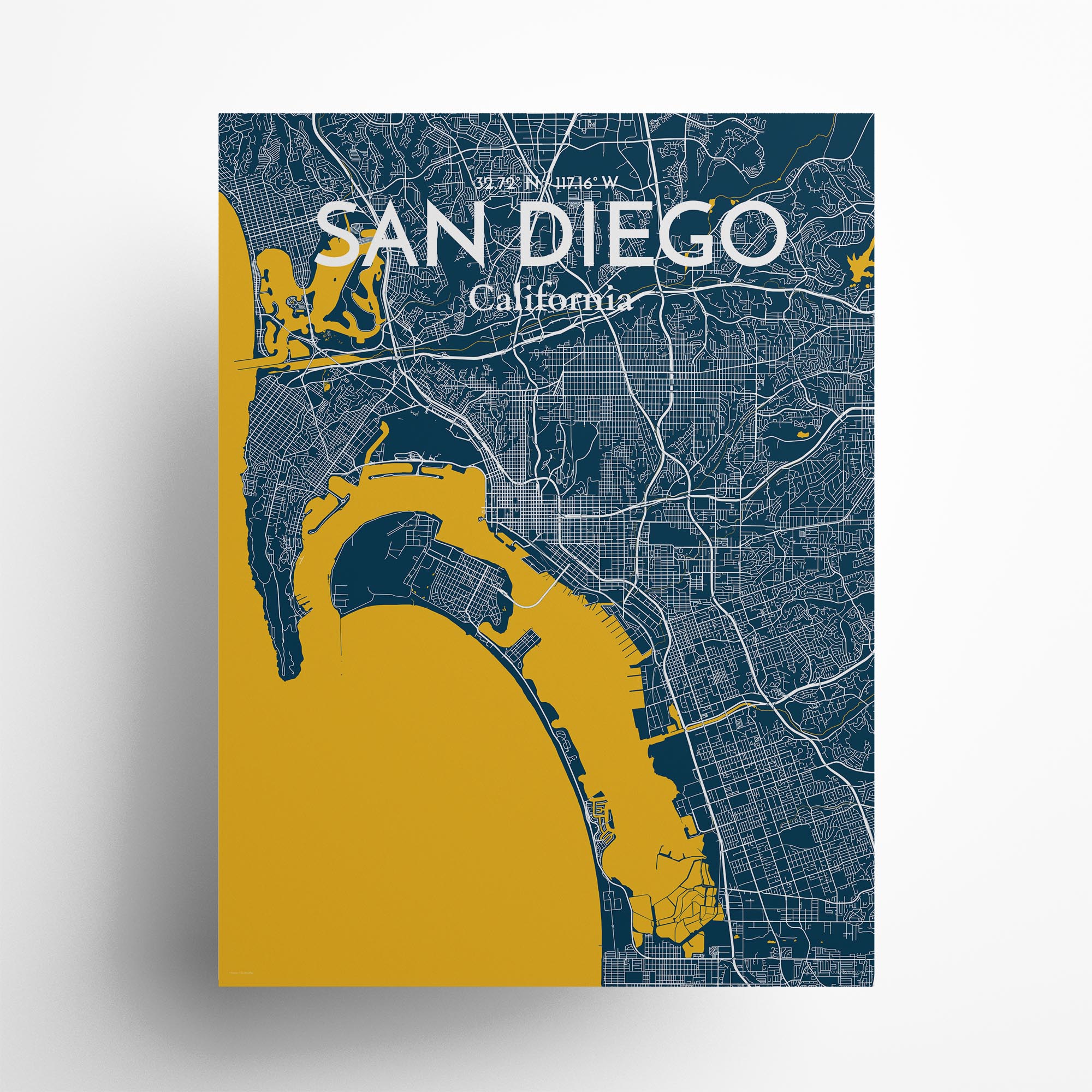San Diego city map poster in Amuse of size 18" x 24"