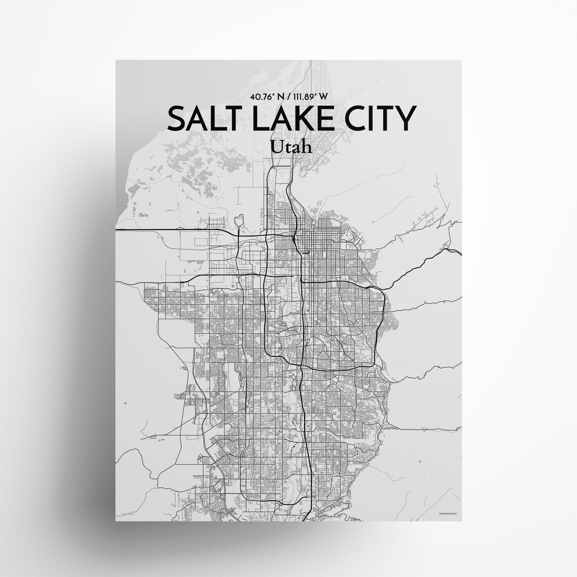 Salt Lake City city map poster in Tones of size 18" x 24"