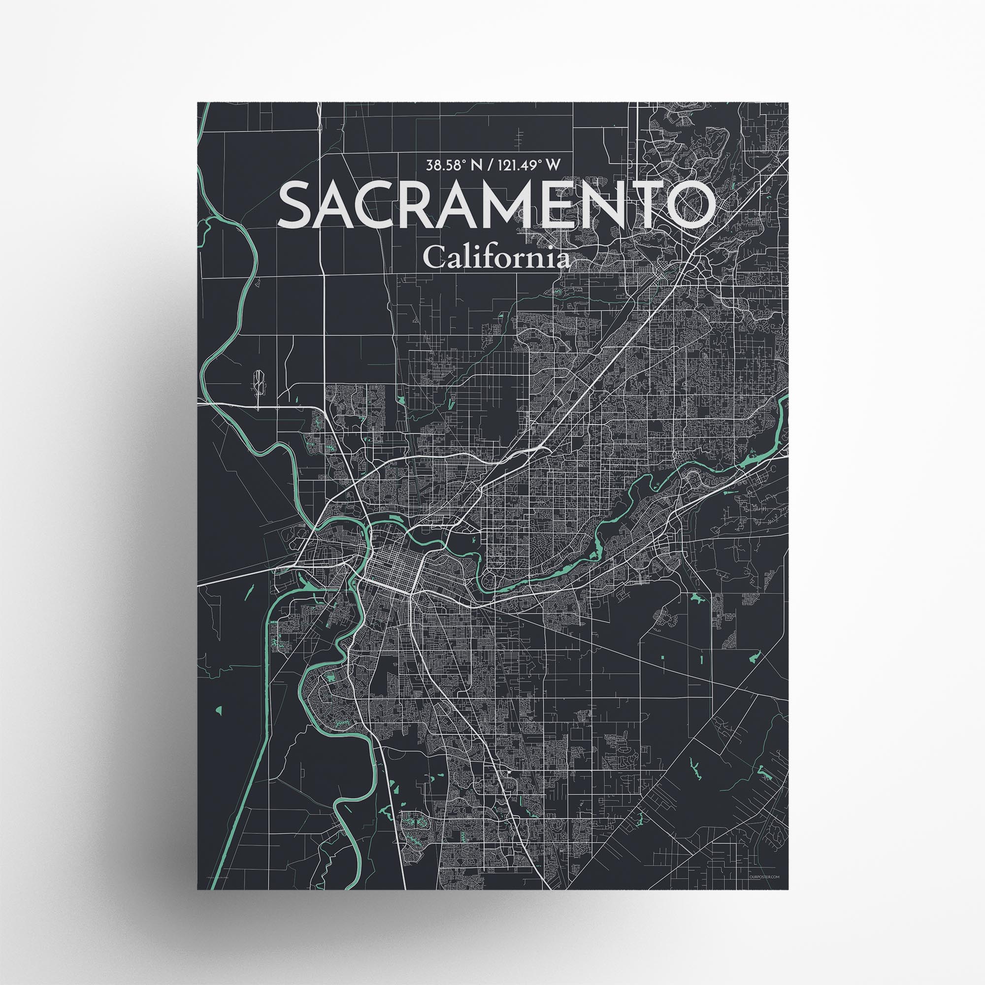 Sacramento city map poster in Dream of size 18" x 24"