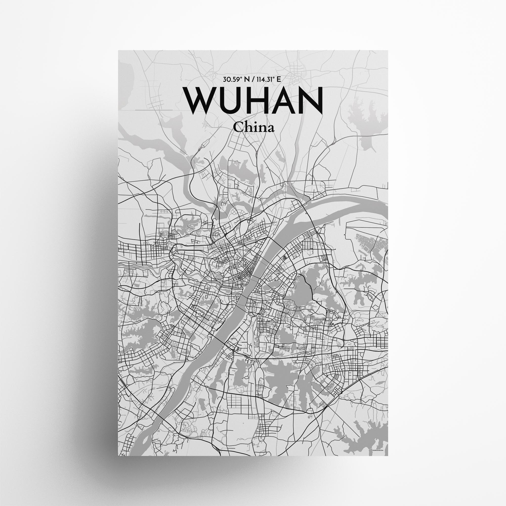 Wuhan City Map, Art Print, Wall Decor - OurPoster.com