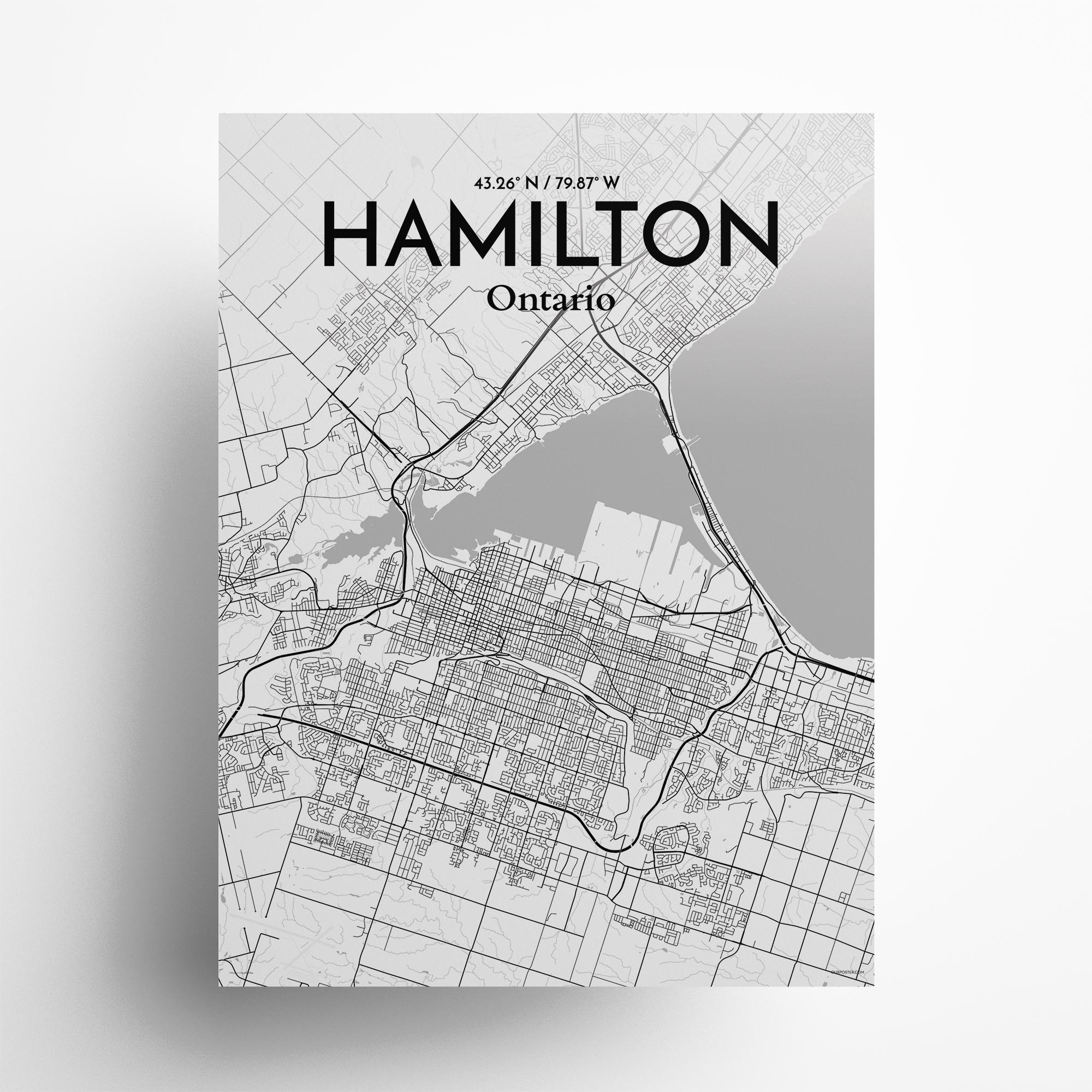 Hamilton city map poster in Tones of size 18" x 24"