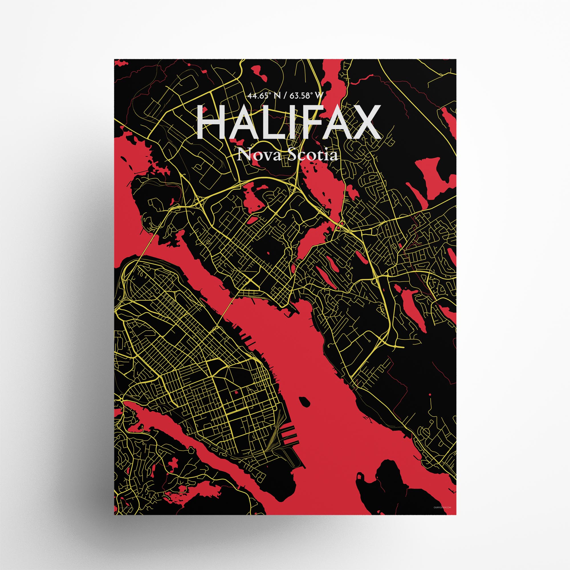 Halifax city map poster in Contrast of size 18" x 24"