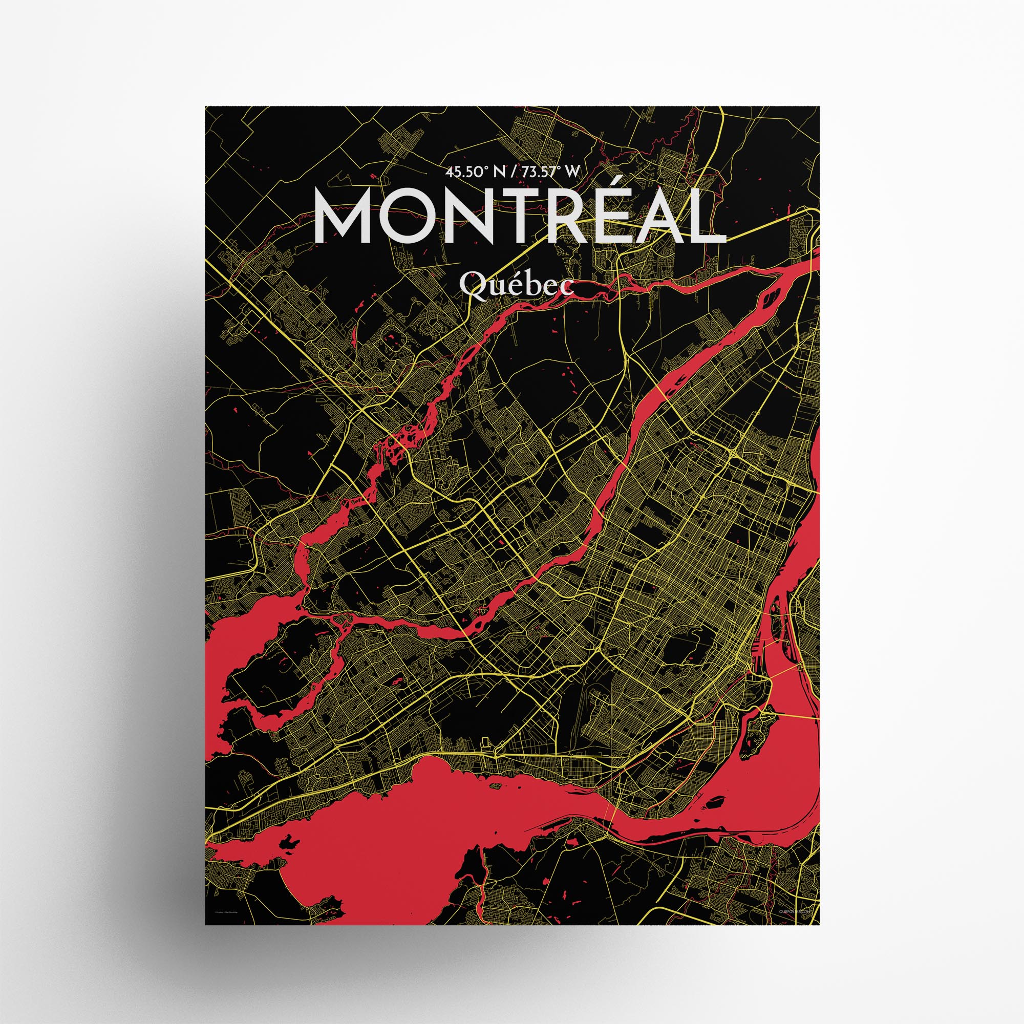 Montreal city map poster in Contrast of size 18" x 24"