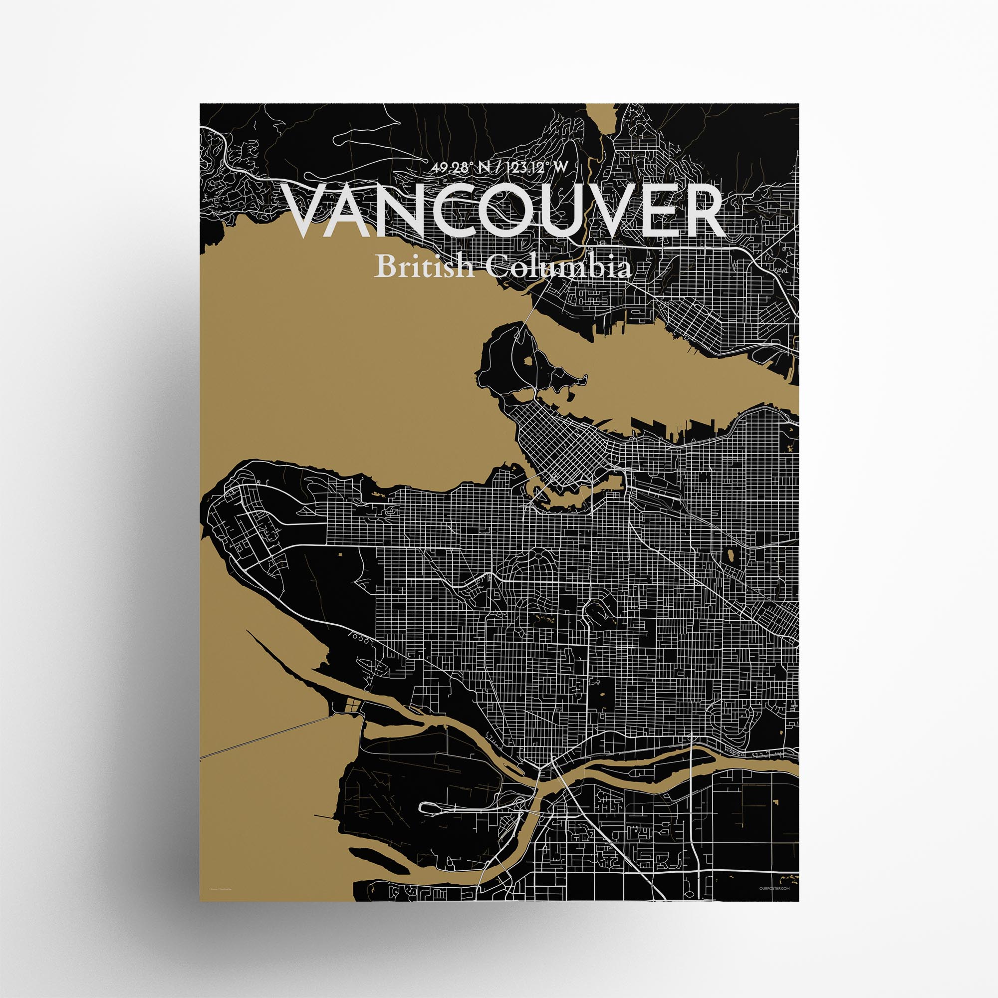 Vancouver city map poster in Luxe of size 18" x 24"