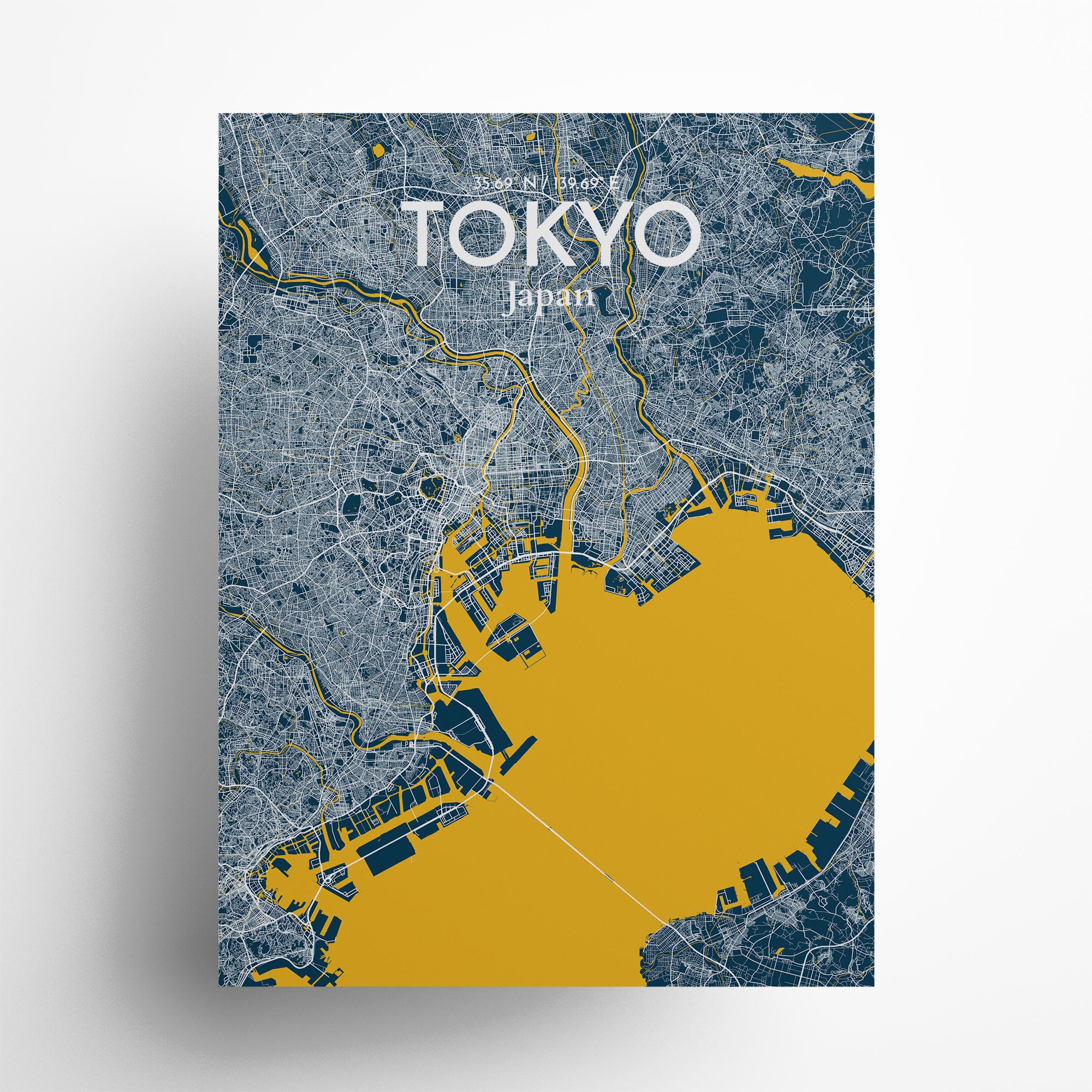 Tokyo city map poster in Amuse of size 18" x 24"