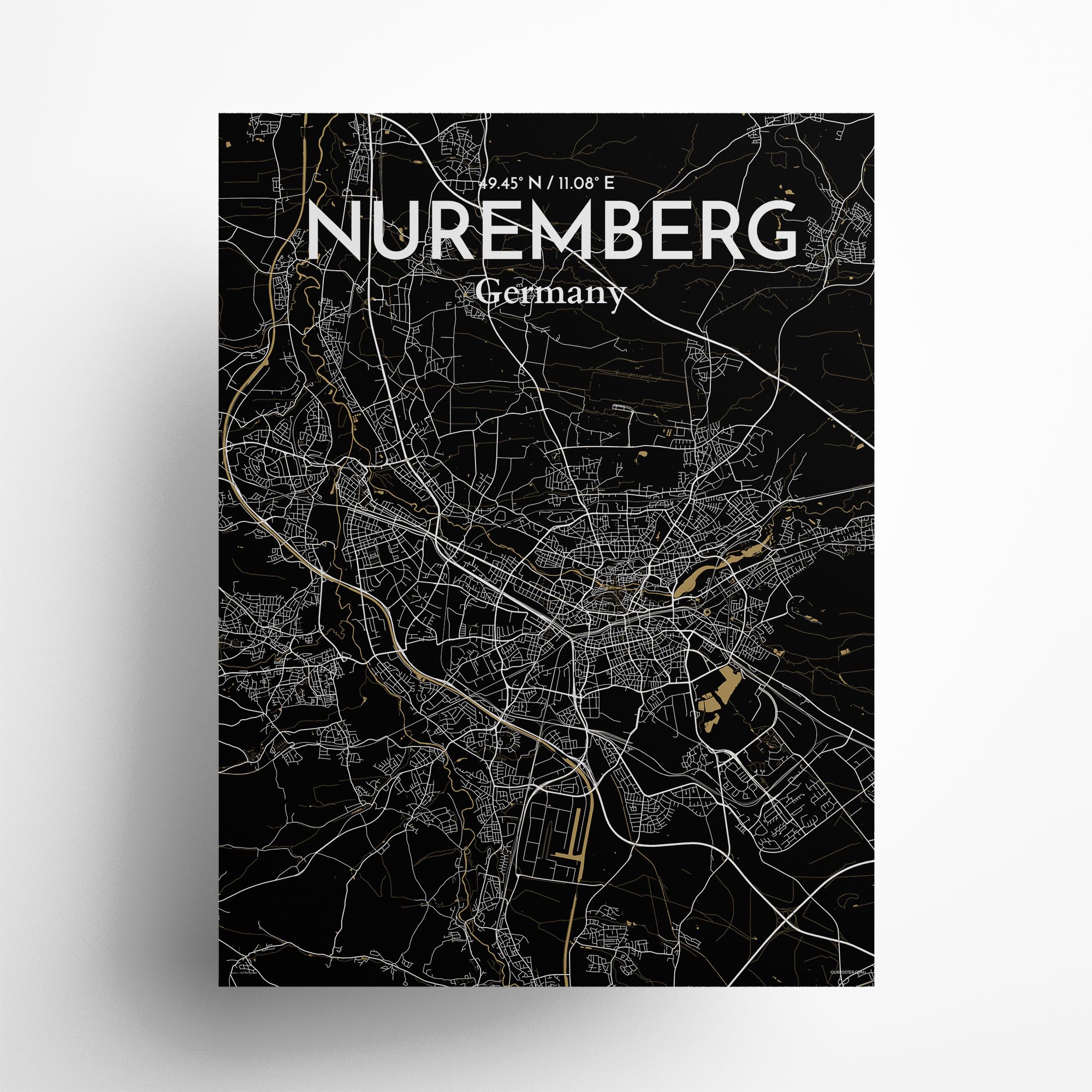 Nuremberg city map poster in Luxe of size 18" x 24"