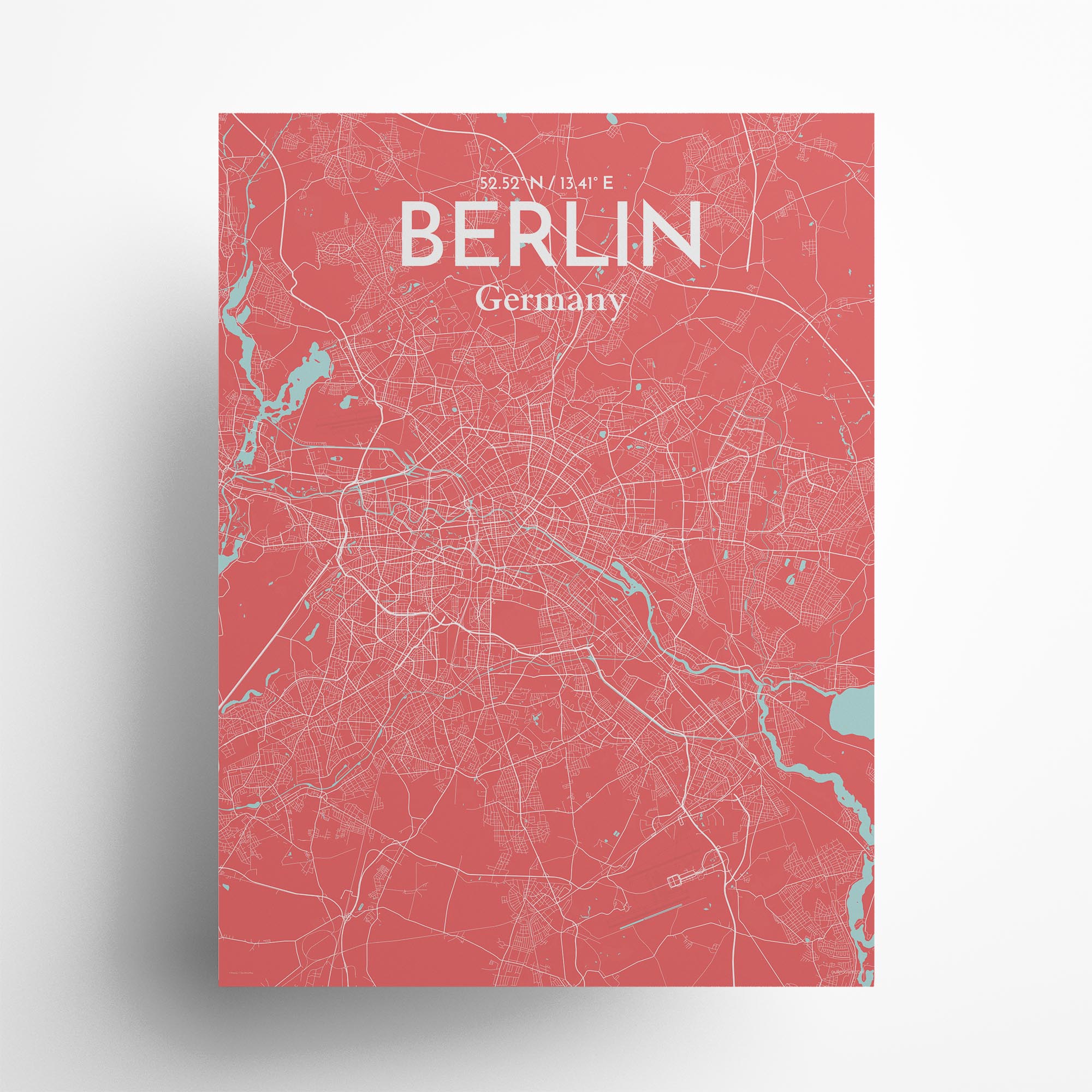 Berlin city map poster in Maritime of size 18" x 24"