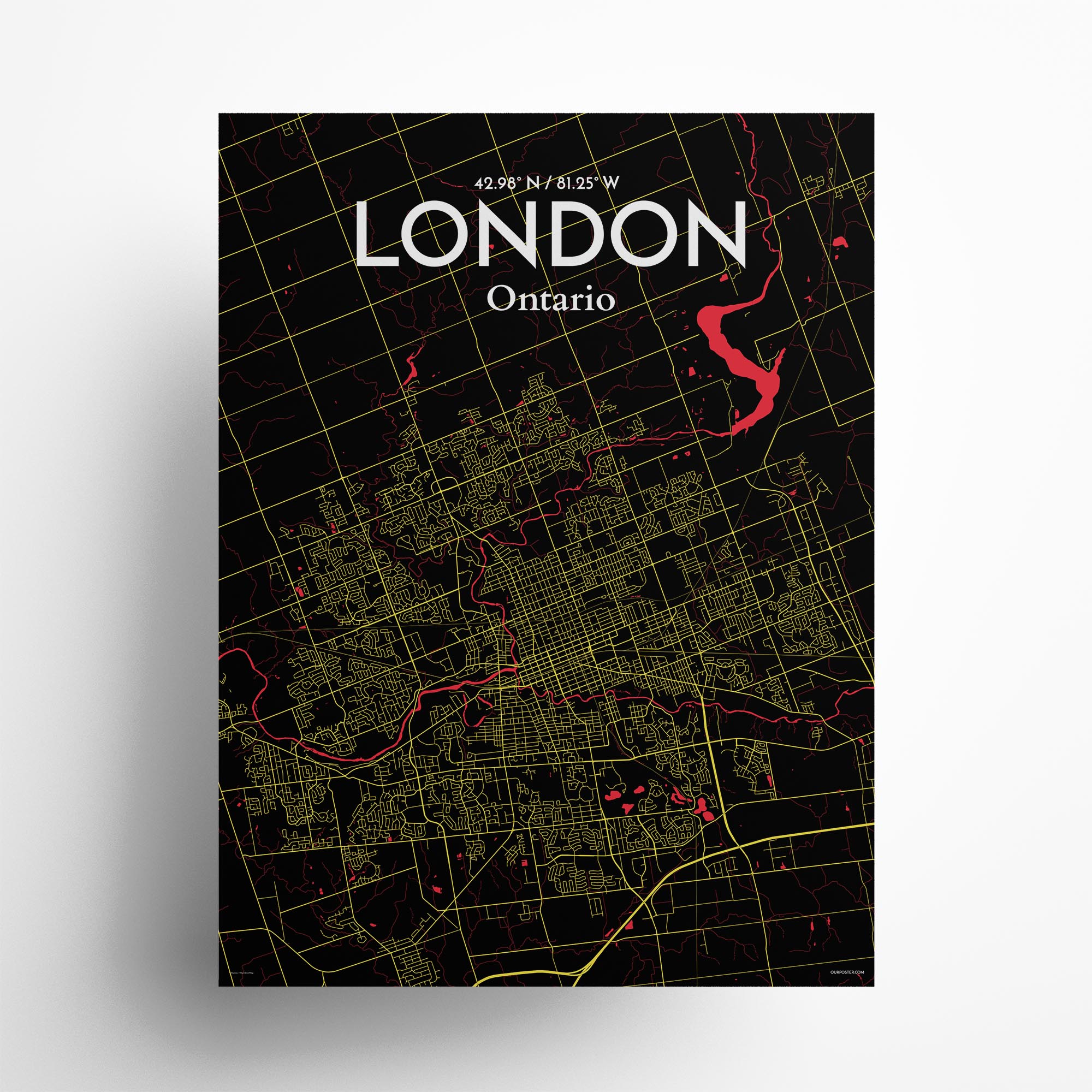 London city map poster in Contrast of size 18" x 24"