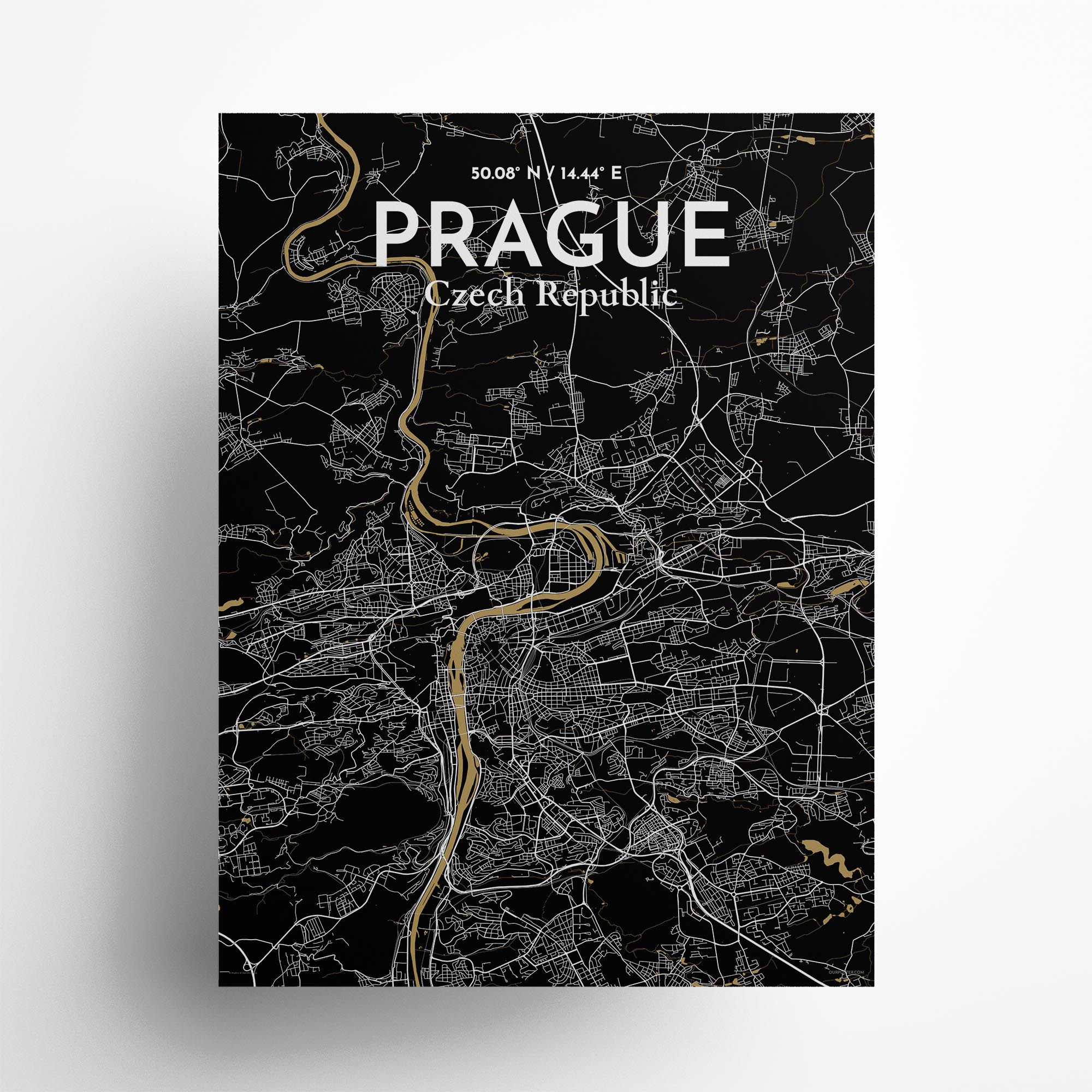 Prague city map poster in Luxe of size 18" x 24"