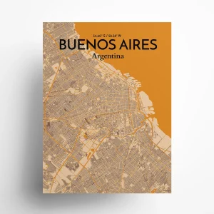 Buenos Aires city map poster in Vintage of size 18" x 24" by OurPoster.com