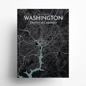 Washington city map poster in Midnight of size 18" x 24" by OurPoster.com