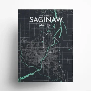 Saginaw city map poster in Dream of size 18" x 24" by OurPoster.com